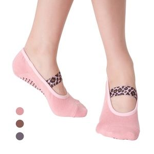 Aprilaugust Yoga Barre Pilates Socks |Pink Leopard